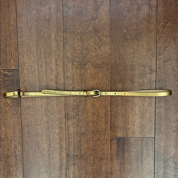 J. Crew Women’s Skinny Gold Bronze Leather Belt, Size Large - Picture 5 of 16